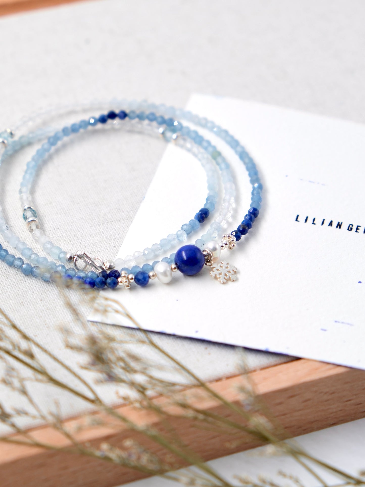 Frozen-Inspired Blue White Crystal Long Necklace – Icy Elegance