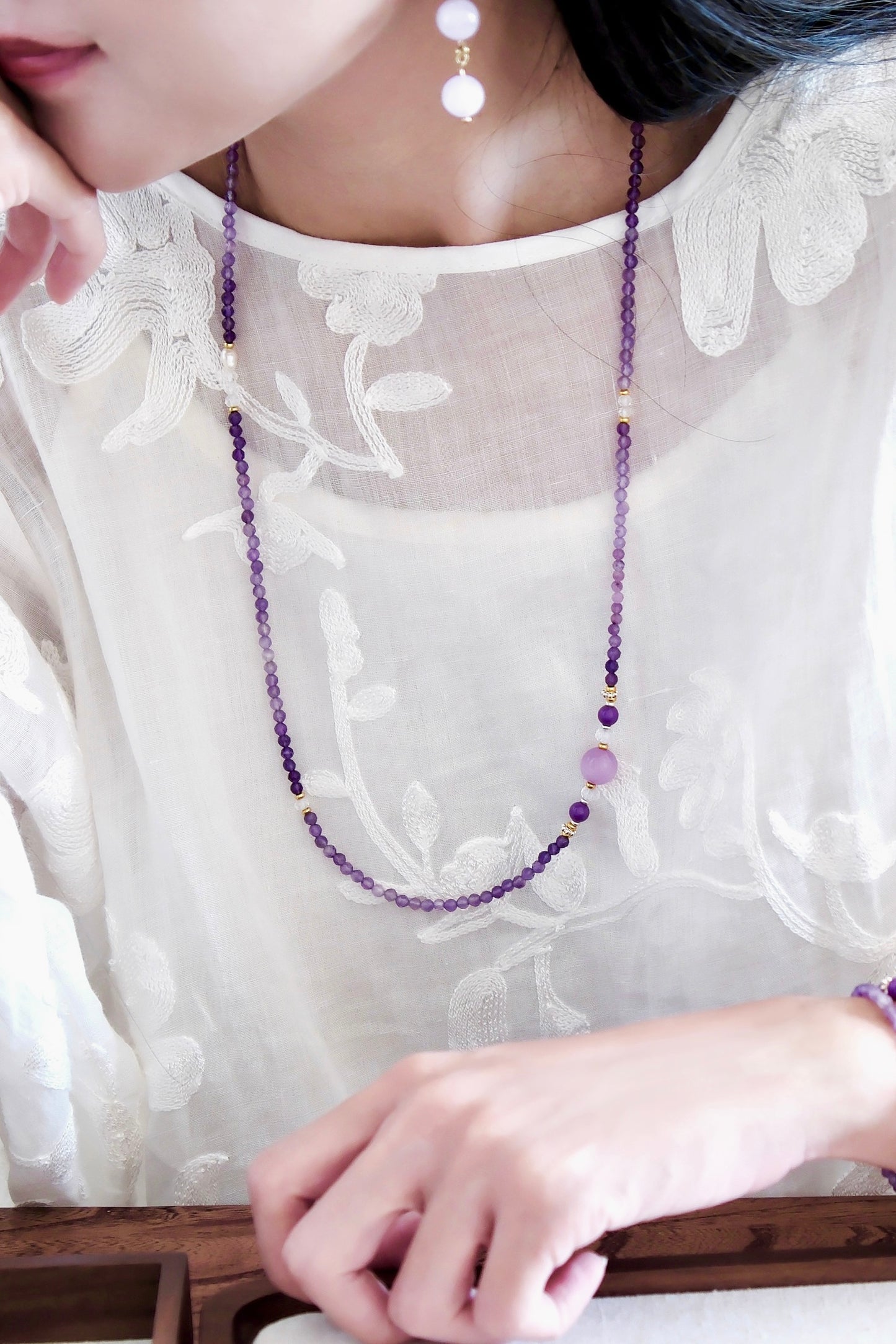 Amethyst Healing Long Necklace – Tranquility & Clarity