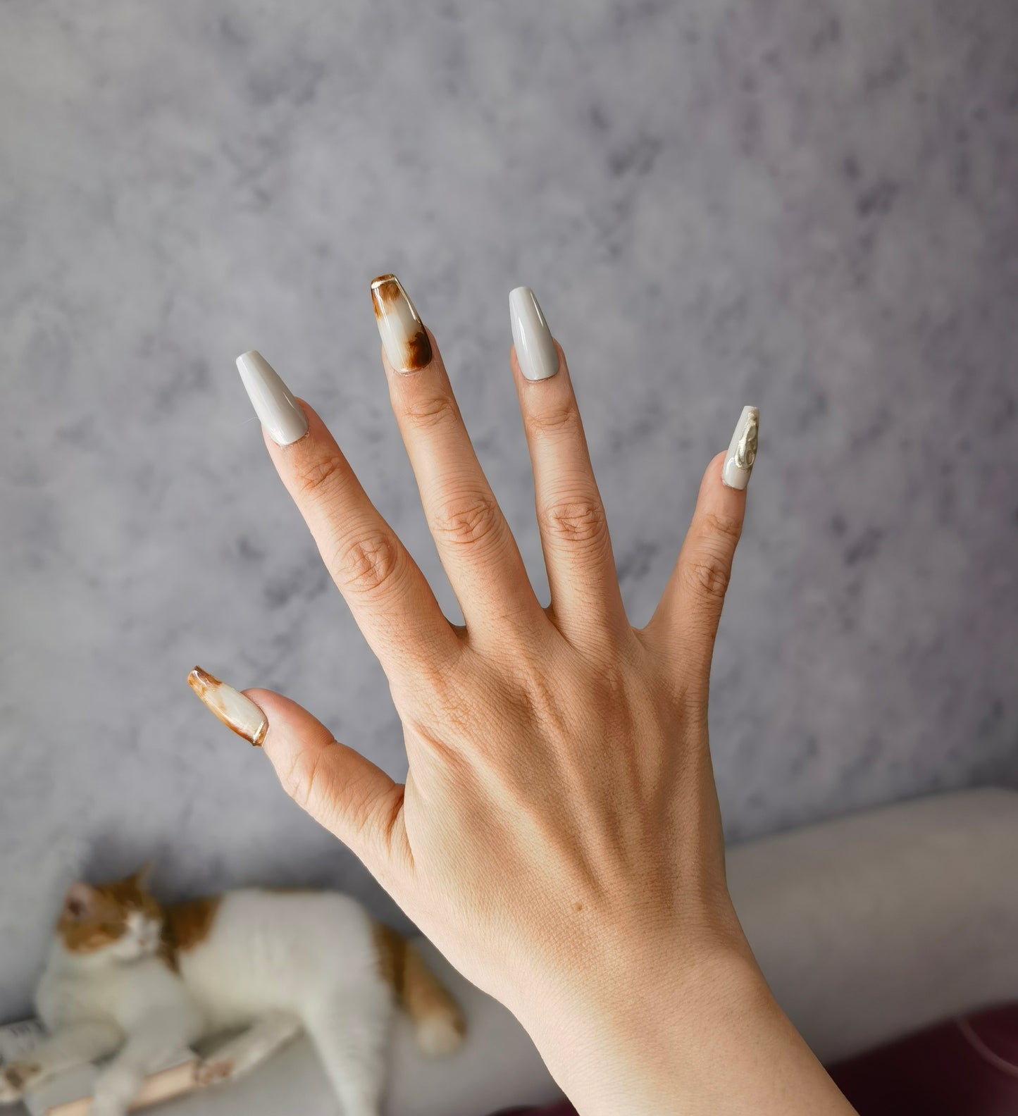 Amber Fade Mid-Trapezoid Press-On Nails | Handcrafted Warmth for Autumn