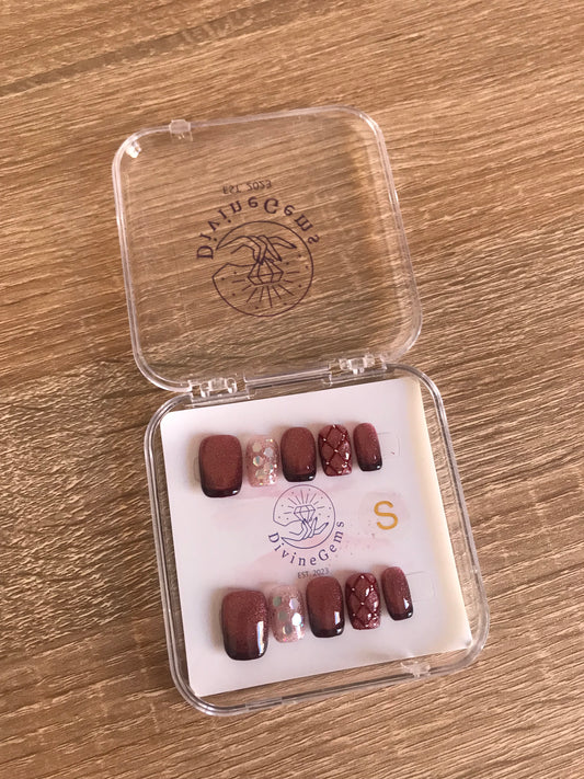 Burgundy Cat Eye French Tips