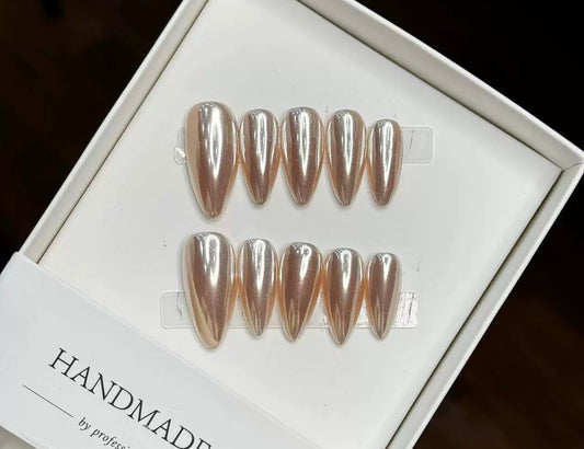 Rose Gold Almond Nails