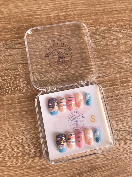 Painted Watercolor Medium Nails
