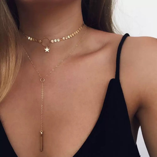 Trendy Three Layers Star Necklace