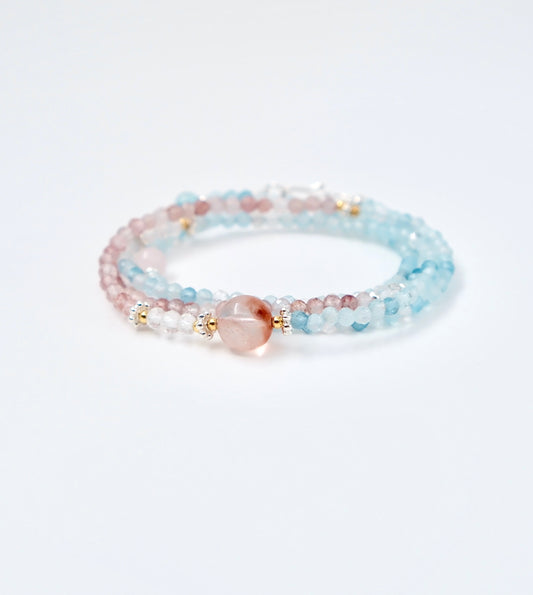 Collier long en cristal rose – Harmonie florissante