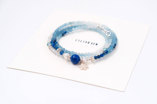 Collier long en cristal bleu et blanc inspiré de La Reine des Neiges – Icy Elegance