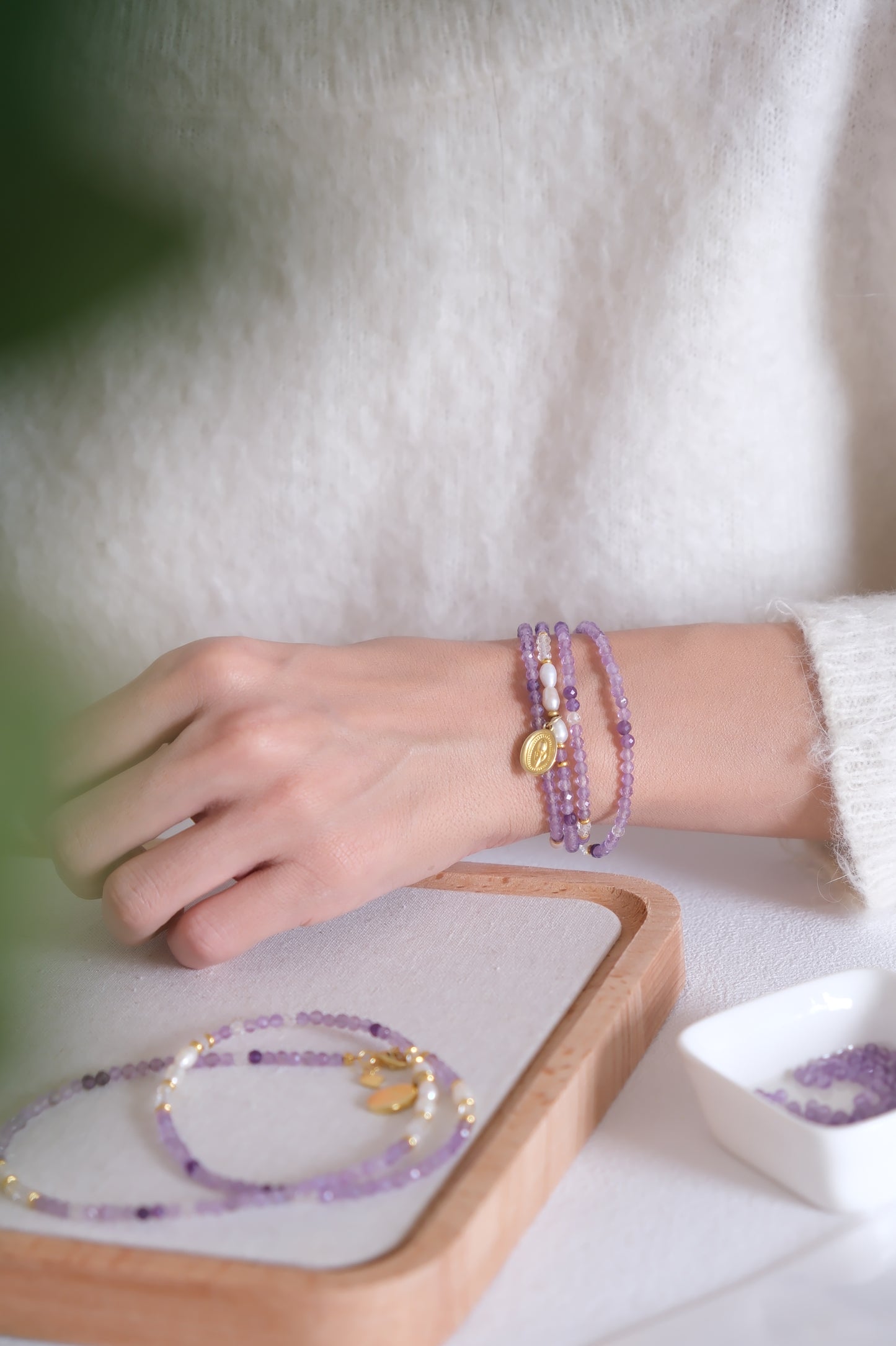 Collier long tulipe lavande améthyste – L'élégance en fleurs