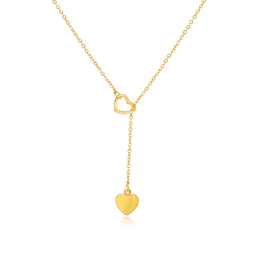 Trendy Two hearts Y Necklace
